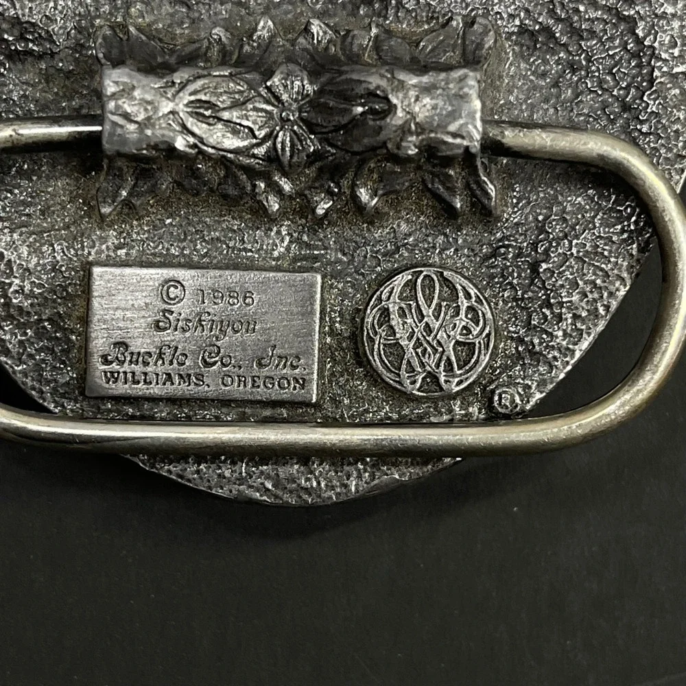 Vintage Siskiyou Buckle Co Running Horse 1986 Unisex Silver Belt Buckle USA Made